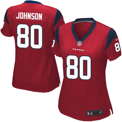 Women's Elite Andre Johnson Nike Jersey Red Alternate - #80 NFL Houston Texans